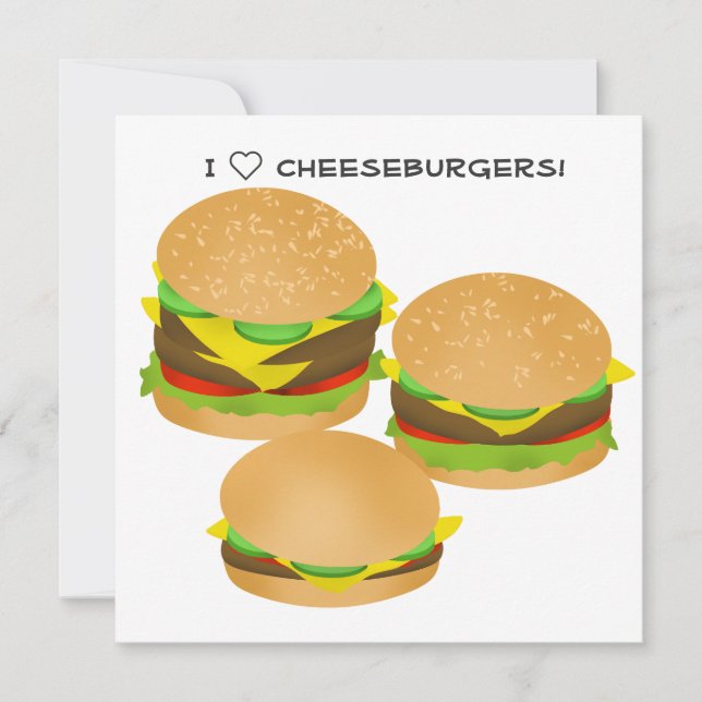 I Love Cheeseburgers Invitation (Front)
