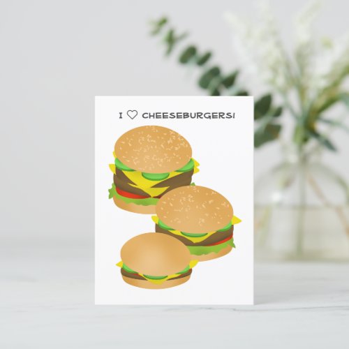 I Love Cheeseburgers Postcard