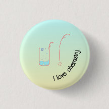 I Love Chemistry button with beaker design