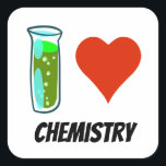 i love chemistry heart cartoon style illustration square sticker<br><div class="desc">i love chemistry heart cartoon style illustration,  sticker.
digital drawing,  design by anticute!
***
illustrations,  cartoons,  all customizable funny and interesting things.
you need a unique and interesting gift,  and don't you know what to do?
please visit my shop for more.
https://www.zazzle.com/anticutethings</div>