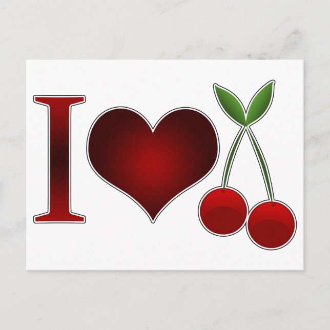 I Love Cherries Postcard (Front)