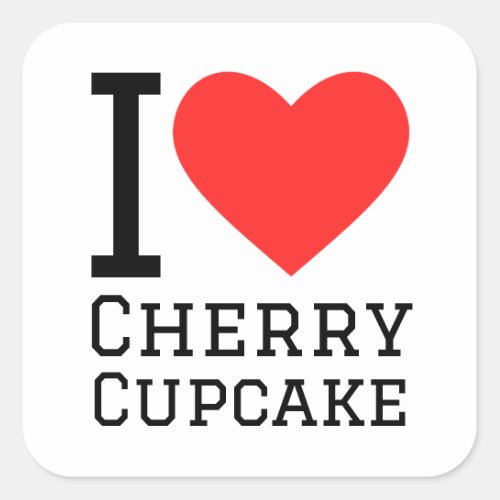 I love cherry cupcake square sticker