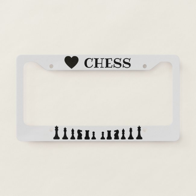 I Love Chess Design License Plate Frame