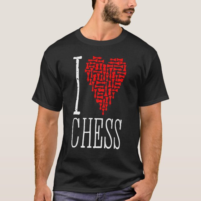 I Love Chess Heart Player Master Coach Pieces Mosa T-Shirt (Front)
