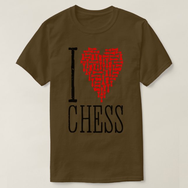 I Love Chess Heart Player Master Coach Pieces Mosa T-Shirt (Design Front)