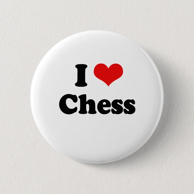 I Love Chess Tshirt Button (Front)