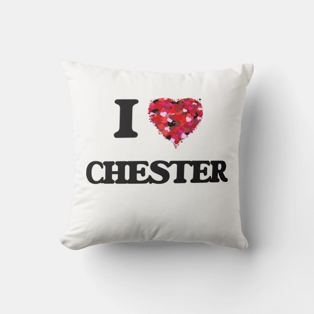 I Love Chester Throw Pillow (Front)