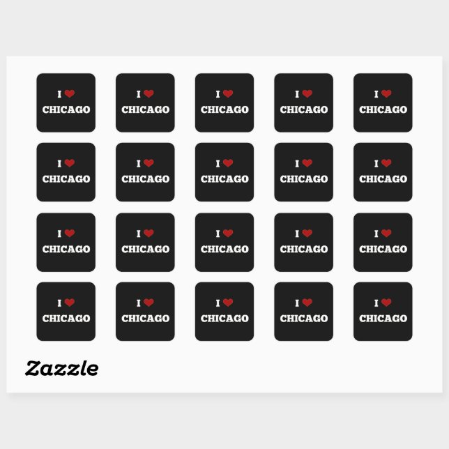 I Love Chicago Button Square Sticker (Sheet)