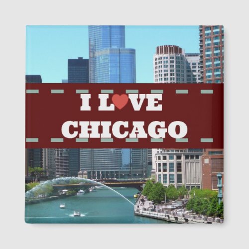 I Love Chicago Cityscape Magnet