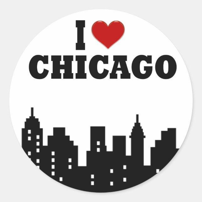 I Love Chicago Classic Round Sticker (Front)
