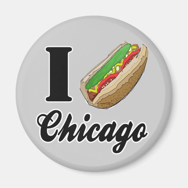 I Love Chicago Hot Dogs Refrigerator Magnet (Front)