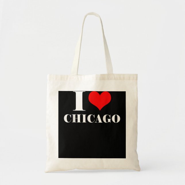 I Love Chicago , I Heart Chicago Tee Illinois Tote Bag (Front)