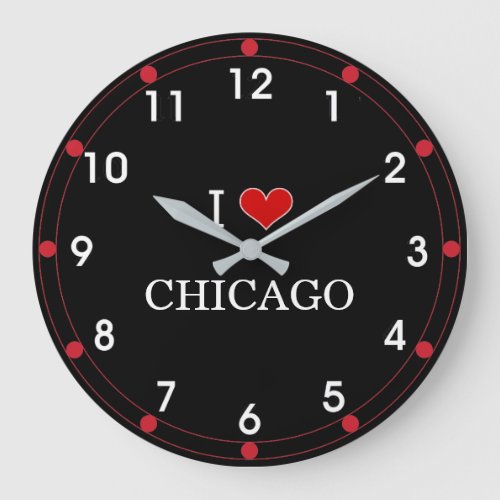 I Love Chicago Large Clock