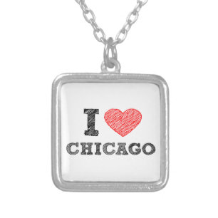 I-Love-Chicago Silver Plated Necklace