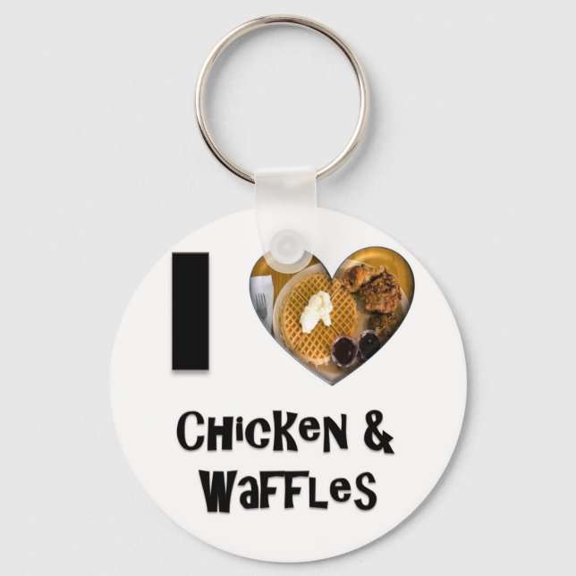I Love Chicken and Waffles Keychain (Front)