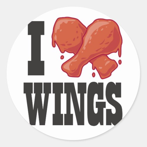 I Love Chicken Wings Classic Round Sticker