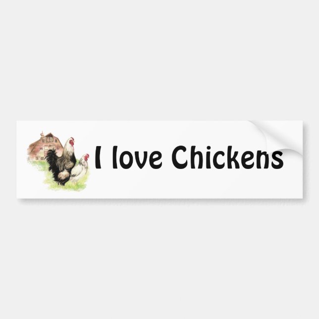 I love Chickens, Chicken & Barn Bumper Sticker (Front)