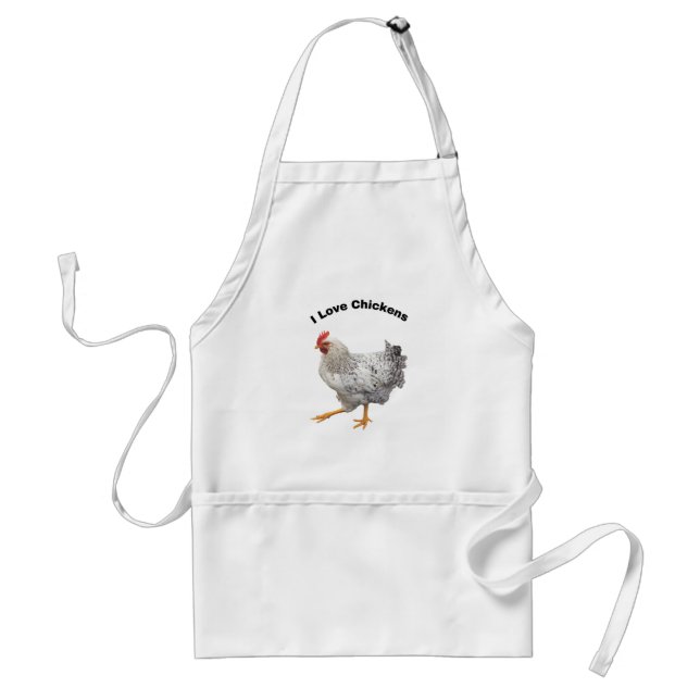 I Love Chickens. chickens, humor, funny Adult Apron (Front)