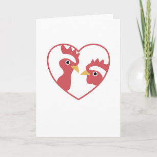 I Love Chickens Cute Chickens In Heart Rooster Card