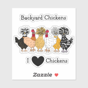 I Love Chickens Hand drawn Backyard Chickens Sticker
