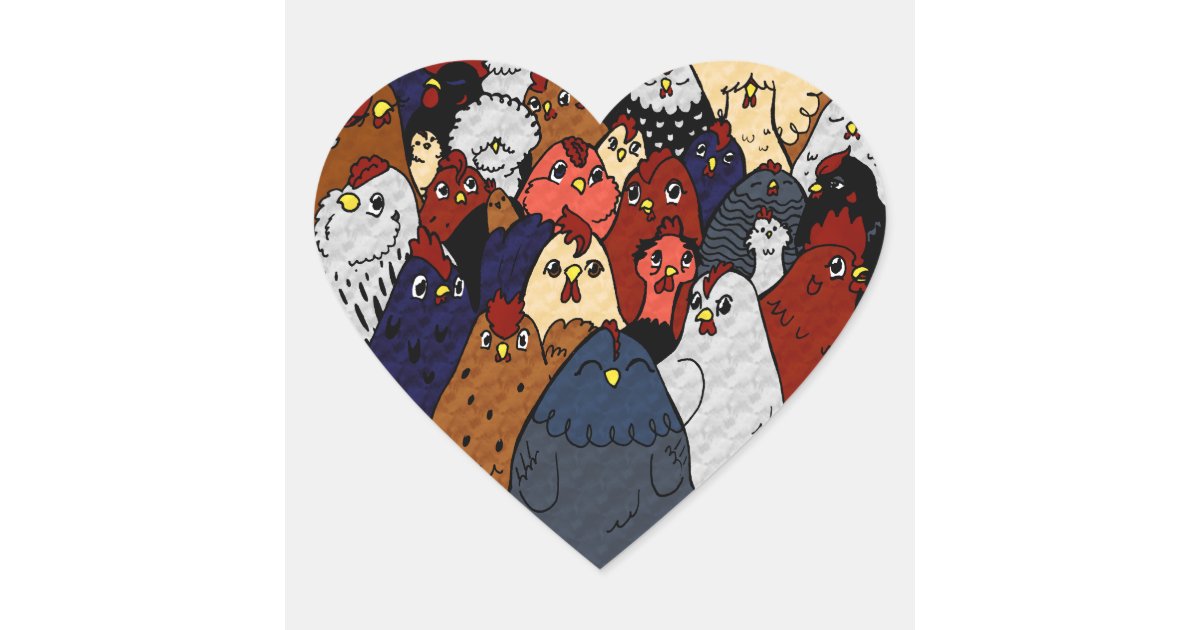 I Love Chickens Heart Sticker Zazzle