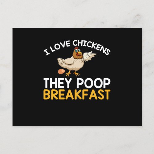 I Love Chickens They Poop Breakfast Funny Chicken Postcard