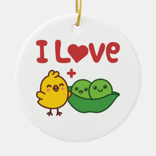 I Love Chickpeas Hummus Kawaii Ceramic Ornament