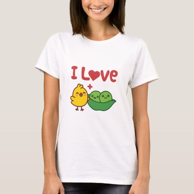 I Love Chickpeas Hummus Kawaii T-Shirt (Front)