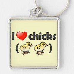 I Love Chicks (birds) Premium Square Keychain