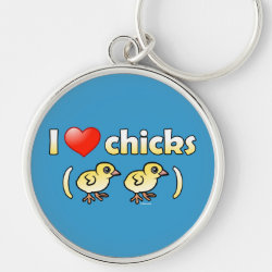 I Love Chicks (birds) Premium Round Keychain