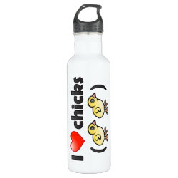 I Love Chicks (birds) Water Bottle (24 oz)