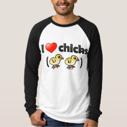 I Love Chicks (birds) Men's Canvas Long Sleeve Raglan T-Shirt