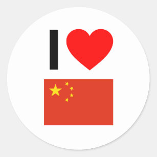 i love china classic round sticker