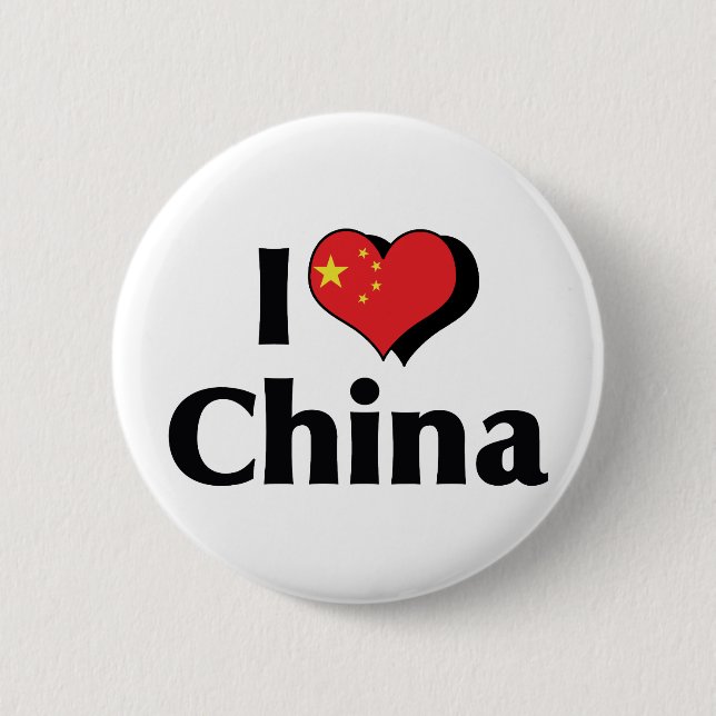 I Love China Flag Pinback Button (Front)
