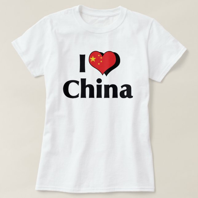 I Love China Flag T-Shirt (Design Front)