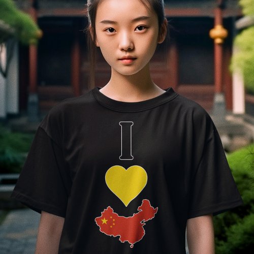 I Love China Vertical I Heart Chinese Flag Girls T_Shirt