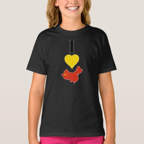 I Love China Vertical I Heart Chinese Flag Girls T_Shirt