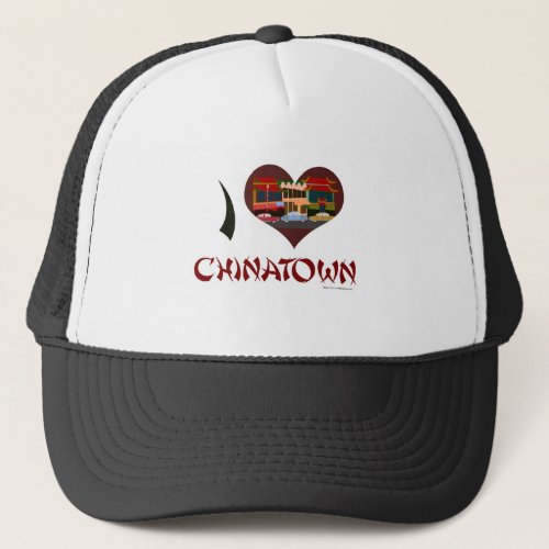 I love Chinatown San Francisco Illustration Heart Trucker Hat