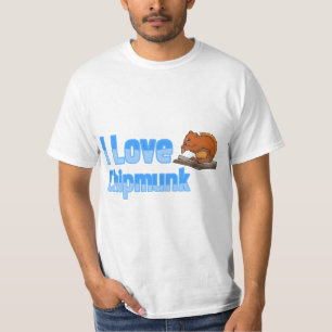 I Love Chipmunk Blue Color Text Brown Chipmunk T-Shirt