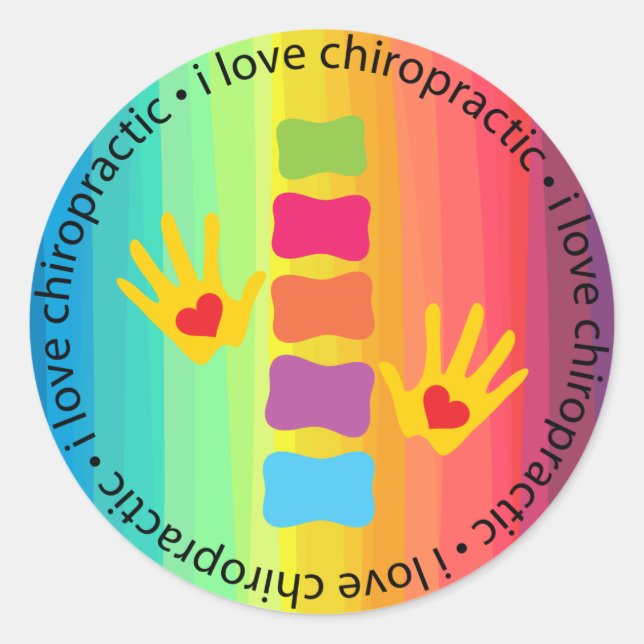 I Love Chiropractic Kids Stickers (Front)