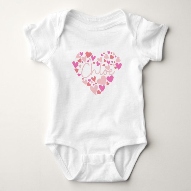 I love Chloe hearts in pink Baby Bodysuit (Front)
