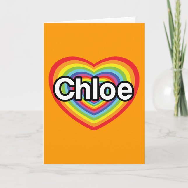 I love Chloe: rainbow heart Holiday Card (Front)