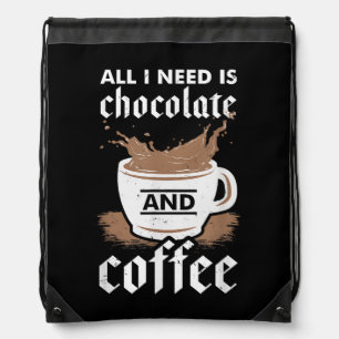 I Love Chocolate And Coffee Drawstring Bag