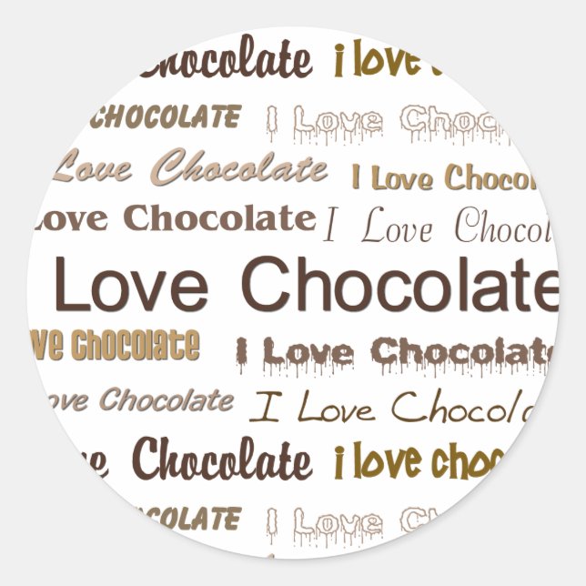 I Love Chocolate Classic Round Sticker (Front)