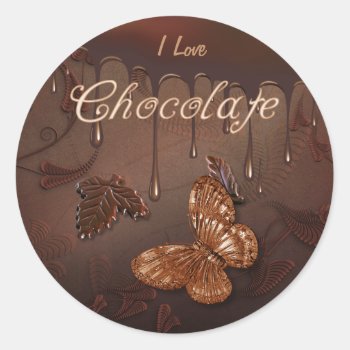 I Love Chocolate Classic Round Sticker by Spice at Zazzle