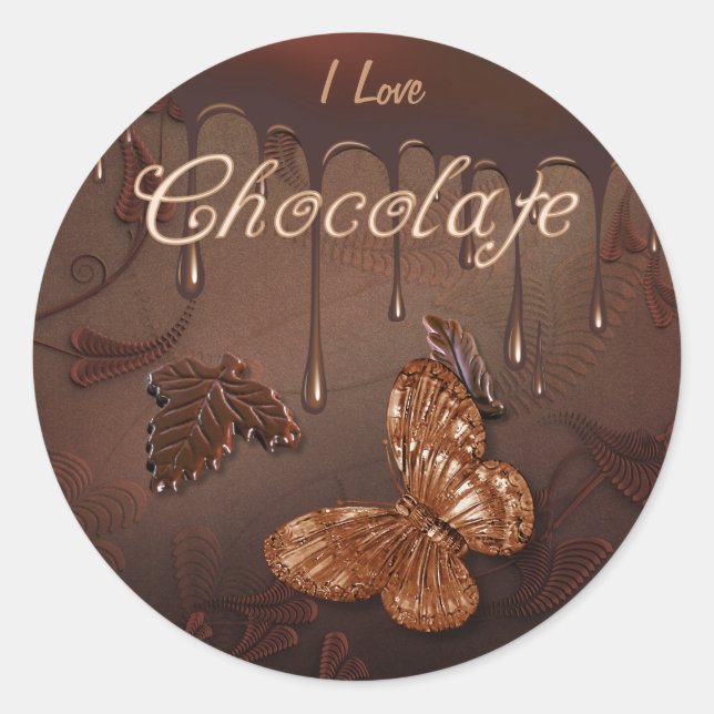I Love Chocolate Classic Round Sticker (Front)