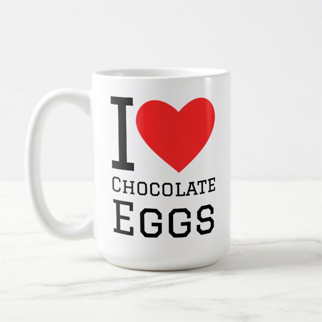 I love chocolate eggs square sticker coffee mug (Left)