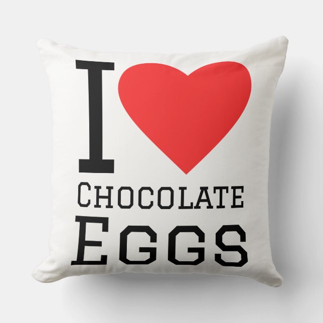 I love chocolate eggs square sticker throw pillow (Front)