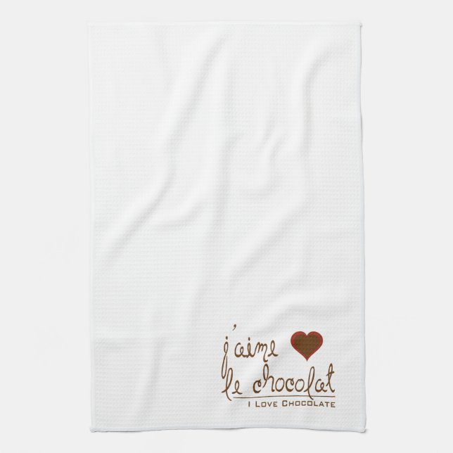 I Love Chocolate, in French! Kitchen Towel (Vertical)