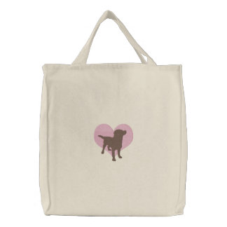 I Love Chocolate Labradors Embroidered Tote Bag